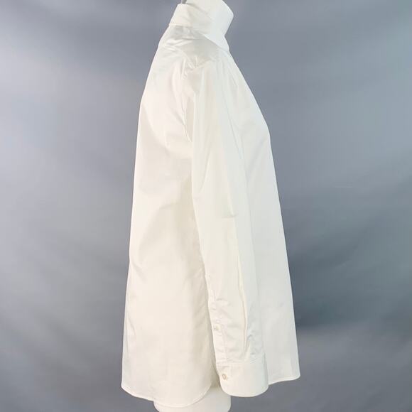 THE ROW Size S White Cotton Blend Spread Collar Oversized Hidden Buttons Shirt - Picture 2 of 6